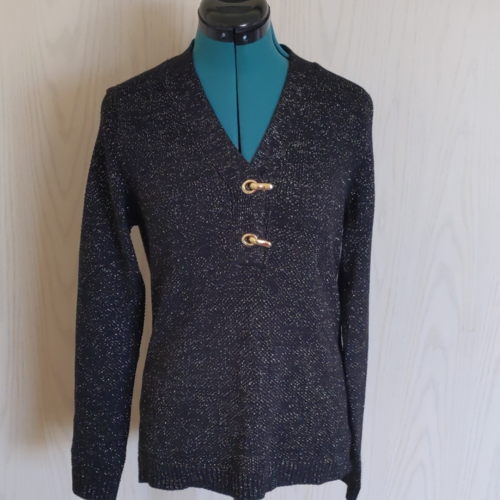 Long sleeve black and gold sparkie sweater